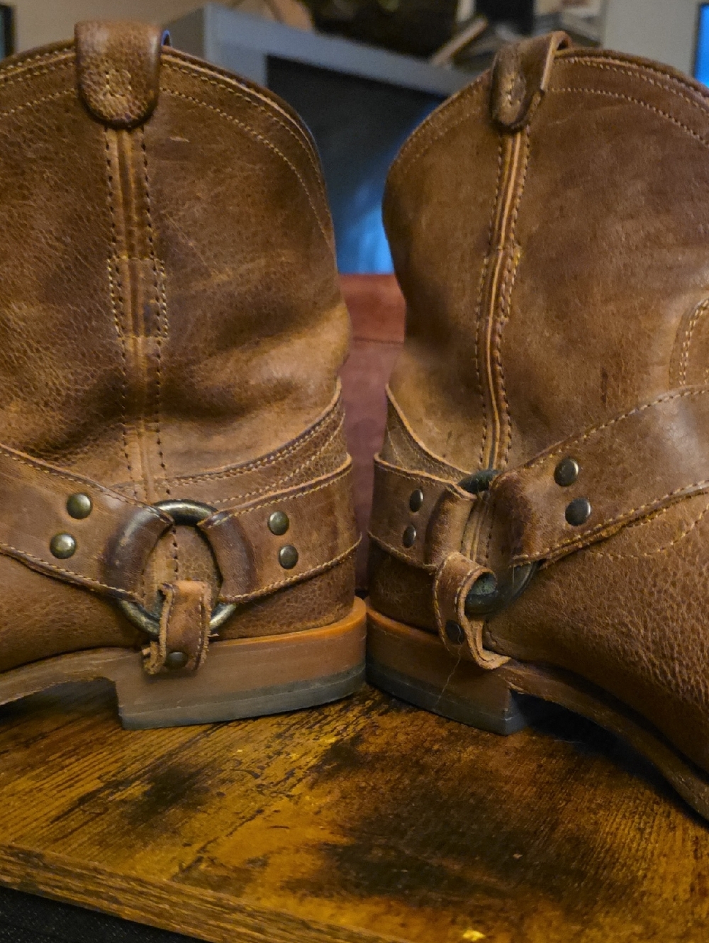 Women’s Brown Leather Harness Boots, Size 7 1/5 - Picture 14 of 16
